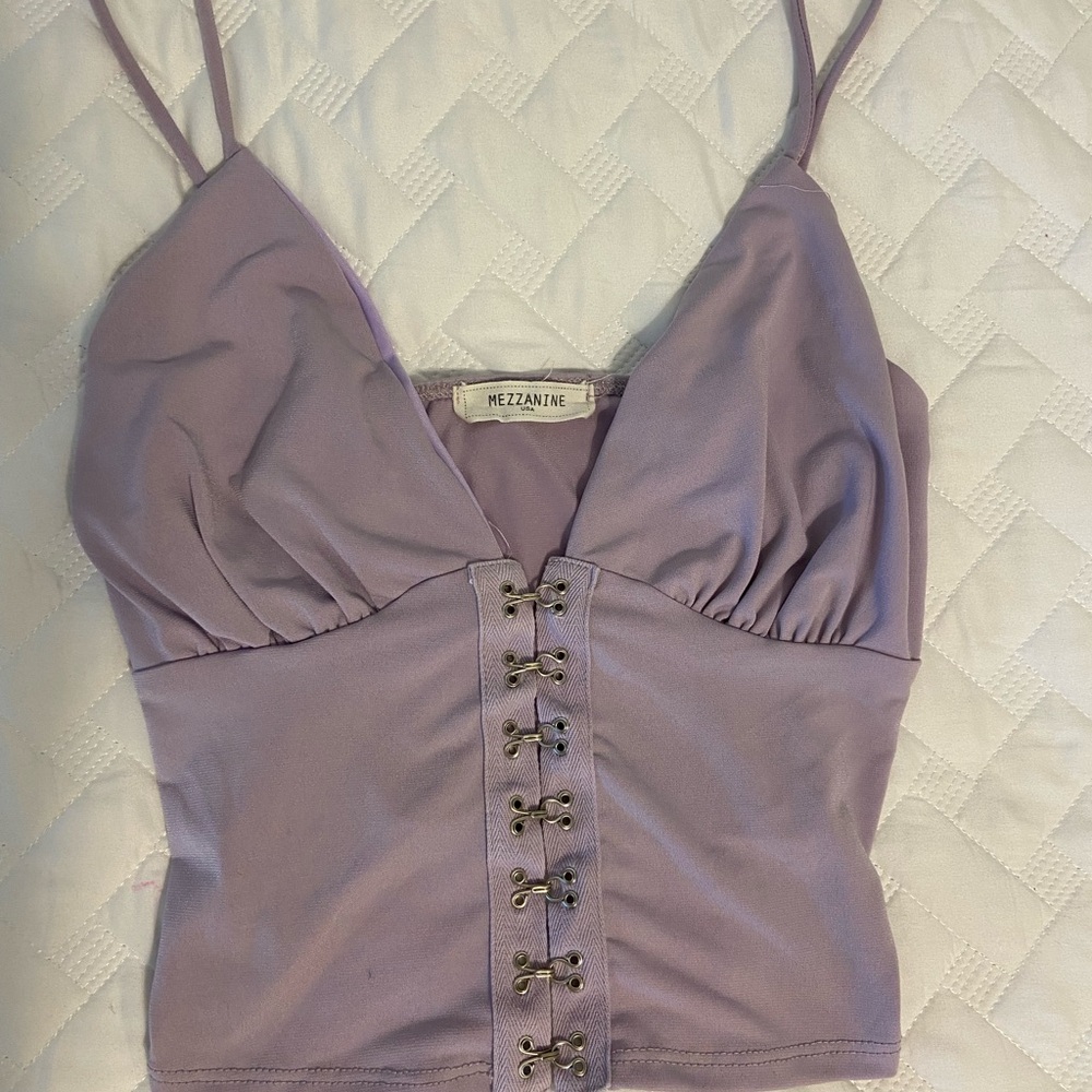 Lavender Lace-Up Women's Top